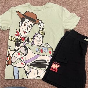 Toy Story Graphic T-Shirt and Black Shorts Set